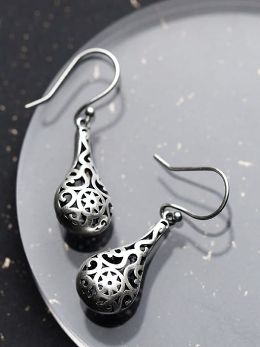 Rosh Ethnic Style Water Drop Shaped S999 Silver Drop Earrings 1