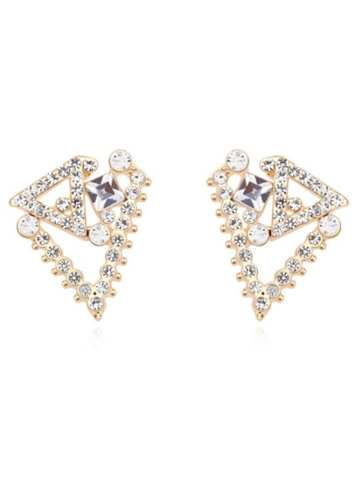 white Personalized Geometrical austrian Crystals Alloy Stud Earrings