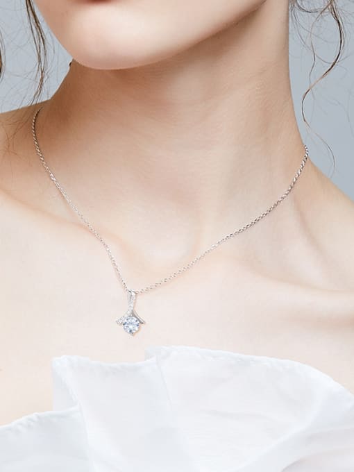 CEIDAI Fashion Shiny Cubic Zircon 925 Silver Necklace 1