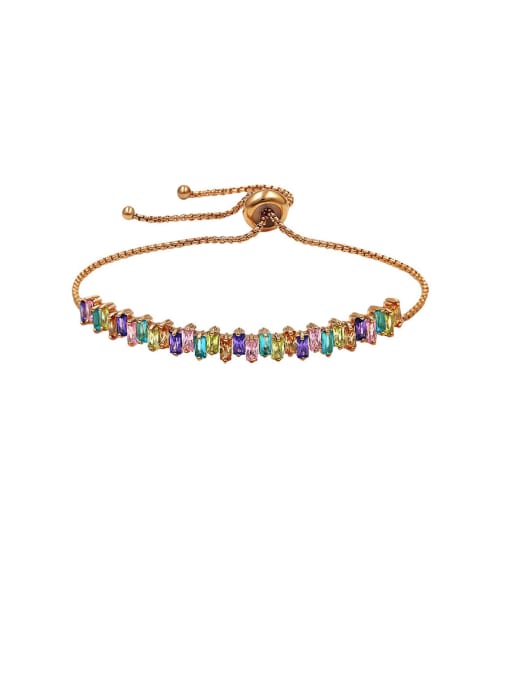 rose Multicolor Copper With Cubic Zirconia Personality Geometric Adjustable Bracelets