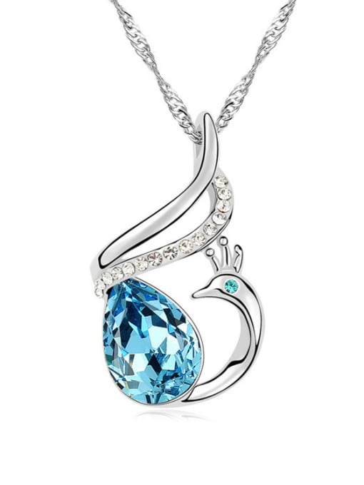 light Blue Fashion Water Drop austrian Crystals Phoenix Alloy Necklace