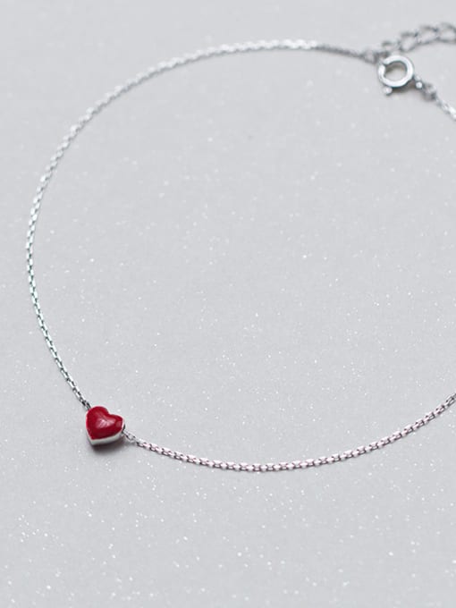 Rosh 925 Sterling Silver With Platinum Plated Cute Heart Anklets 0