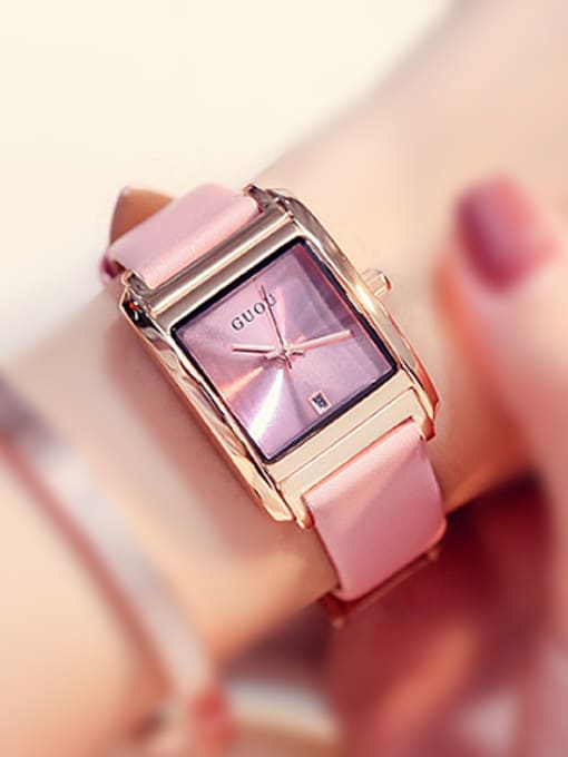Pink 2018 GUOU Brand Simple Square Watch