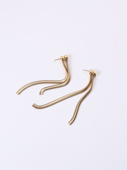 GROSE Titanium With Gold Plated Simplistic Snake Ear Line Tassel Earrings 0
