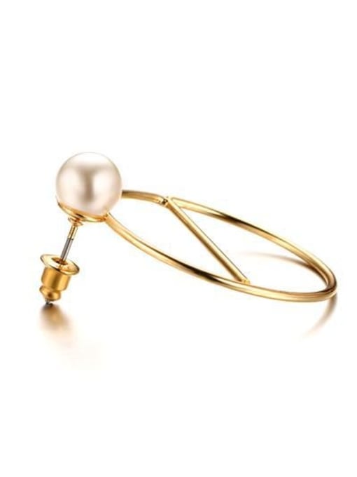 CONG Temperament Gold Plated Artificial Pearl Stud Earrings 1