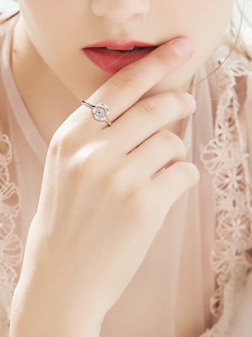 CEIDAI Fashion 925 Silver Shiny Cubic Rotational Zircon Ring 1
