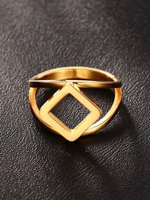 CONG Trendy Gold Plated Geometric Shaped Titanium Ring 2