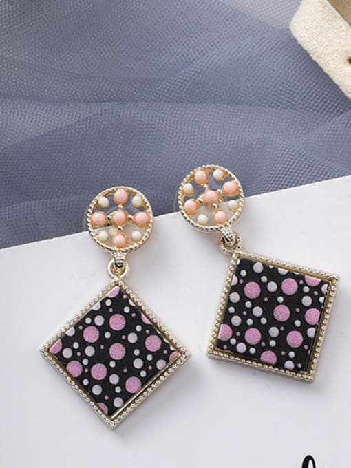 B Purple Alloy With Rose Gold Plated Simplistic Geometric Printing Drop Earrings