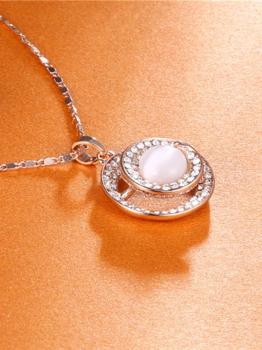 Rose Gold Elegant Round Shaped Opal Stone Necklace