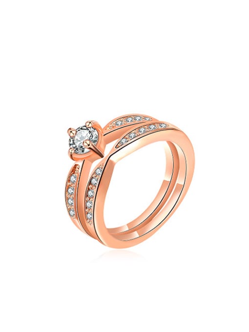 Ronaldo Elegant Rose Gold Plated Zircon Alloy Ring Set 0