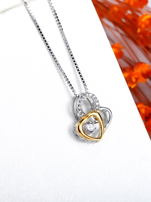 OUXI 925 Sterling Silver Heart-shaped Zircon Necklace 2