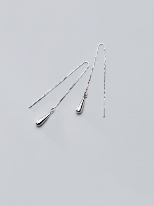 Rosh 925 Sterling Silver With Platinum Plated Simplistic Chain Threader Earrings