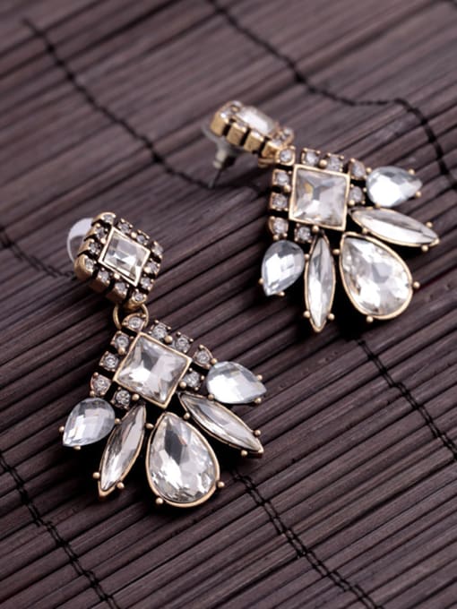 KM Elegant Rhinestoens Alloy Drop stud Earring 2