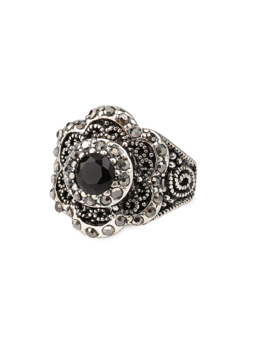 Gujin Retro style Resin stone Grey Rhinestones Alloy Ring 0