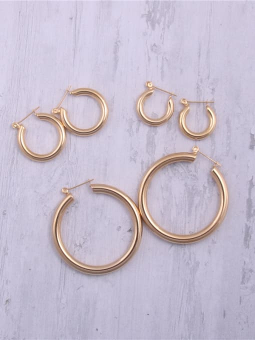 GROSE Titanium With Gold Plated Simplistic  Hollow  Round Hoop Earrings 2