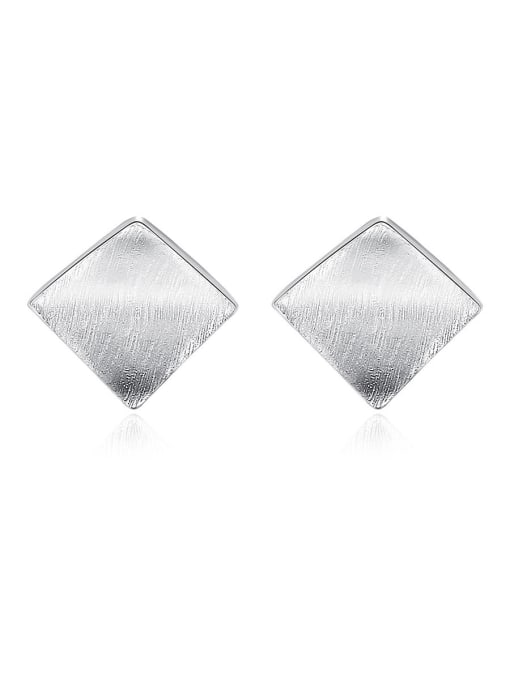 CCUI 925 Sterling Silver With Glossy  Simplistic Geometric Stud Earrings 0