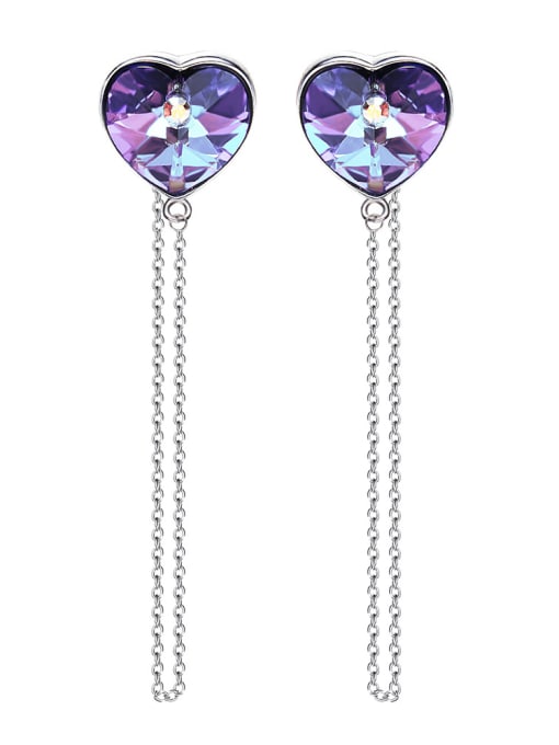 Purple Fashion Heart shaped austrian Crystal Stud Earrings