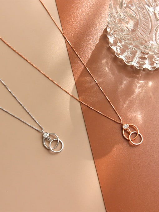 DAKA Sterling Silver Necklace circular AAA Zircon Necklace 2