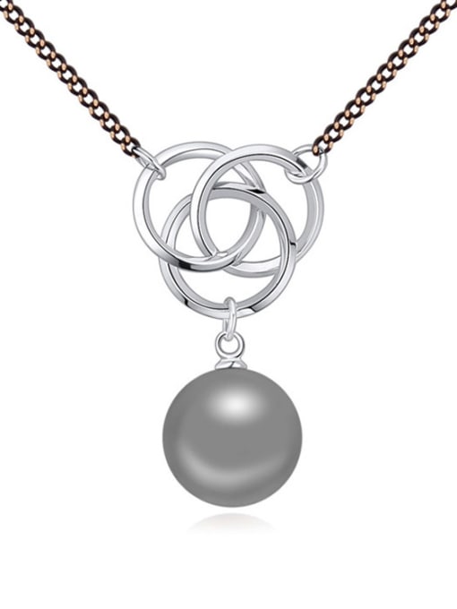 deep grey Fashion Double Color Plated Imitation Pearl Alloy Necklace