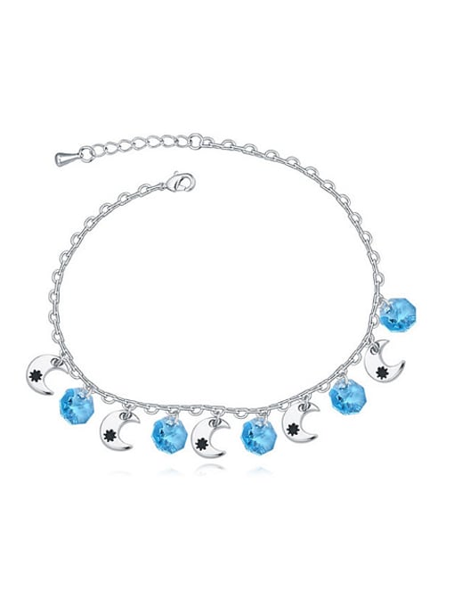 QIANZI Simple Five Moons Pattern austrian Crystals Alloy Anklets 0