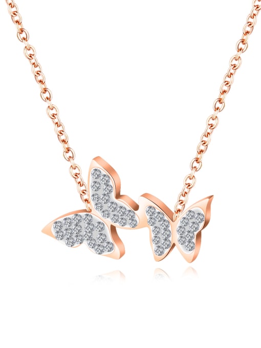 Necklace Titanium With Rose Gold Plated Simplistic Butterfly Necklaces
