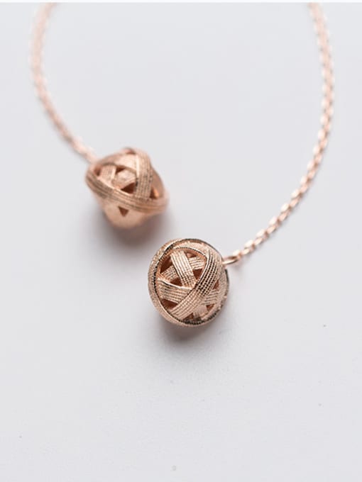 Rosh Elegant Rose Gold Plated Ball Design Silver Line Earrings 1