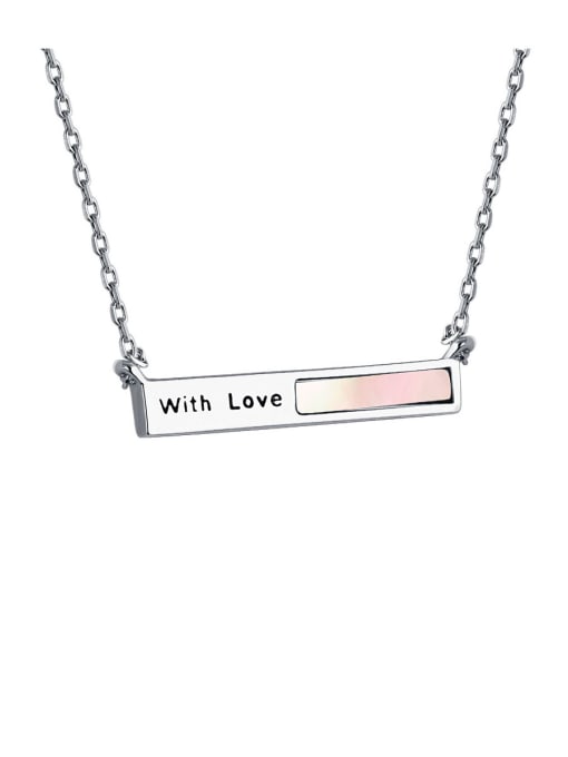 Dan 925 Sterling Silver With Shell  Simplistic Geometric letter Necklaces