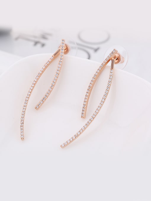 Wei Jia Simple Rose Gold Plated Cubic Zirconias Copper Stud Earrings 0