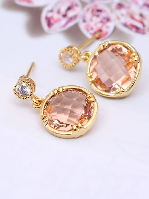 orange Women Exquisite Round Shaped Glass Earrings