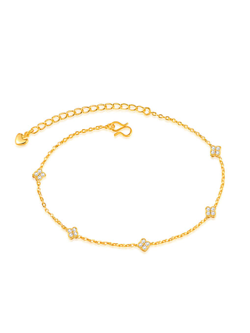 Open Sky Simple Cubic Rhinestones Gold Plated Anklet 0