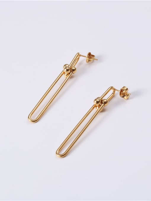 GROSE Titanium With Gold Plated Simplistic Geometric Drop Earrings 3