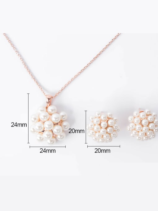 BESTIE 2018 Alloy Rose Gold Plated Fashion Artificial Pearls Two Pieces Jewelry Set 3