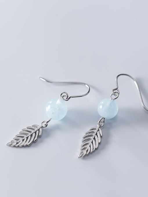 Rosh 925 Sterling Silver With Glass Beads Vintage Leaf Drop Earrings 4
