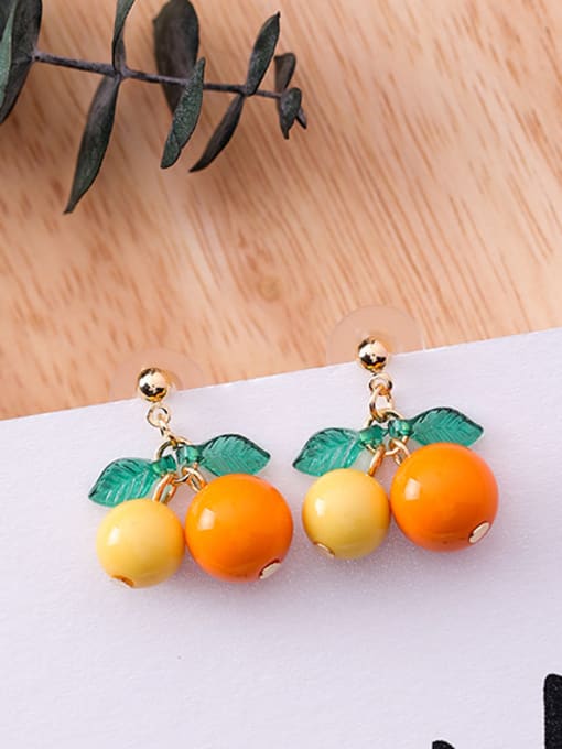 W3204A orange (ear nail) Alloy With Gold Plated Cute Cherry Stud Earrings
