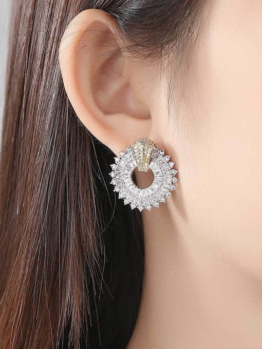 BLING SU Copper With White Gold Plated Trendy Geometric Party Stud Earrings 1