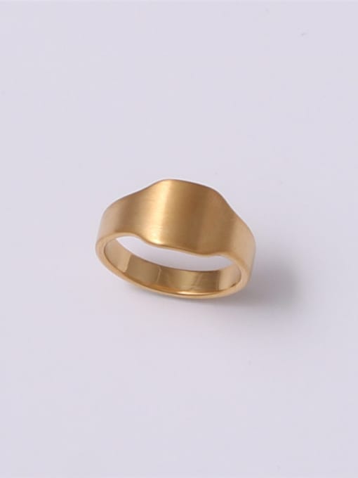 GROSE Titanium With Gold Plated Simplistic Smooth Geometric Band Rings 3