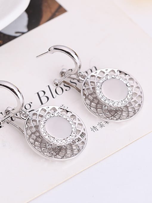 BESTIE Alloy White Gold Plated Fashion Rhinestones Hollow Round-shaped Two Pieces Jewelry Set 2