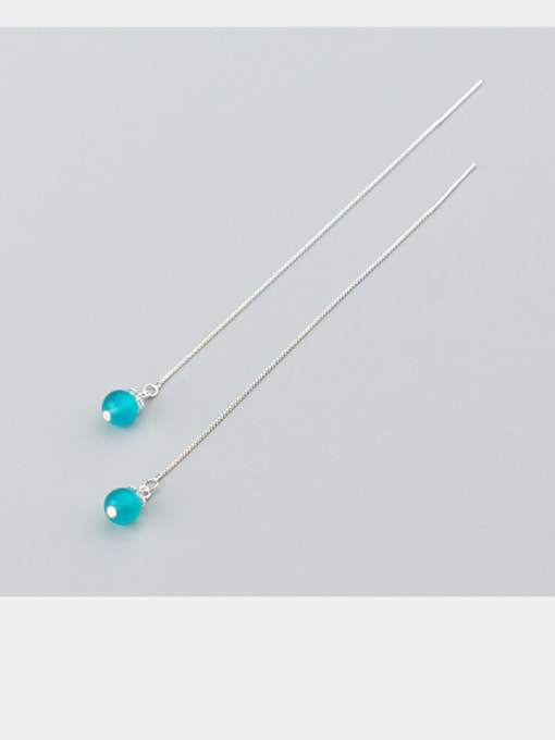 Rosh S925 Simple blue sky stone line earring 2