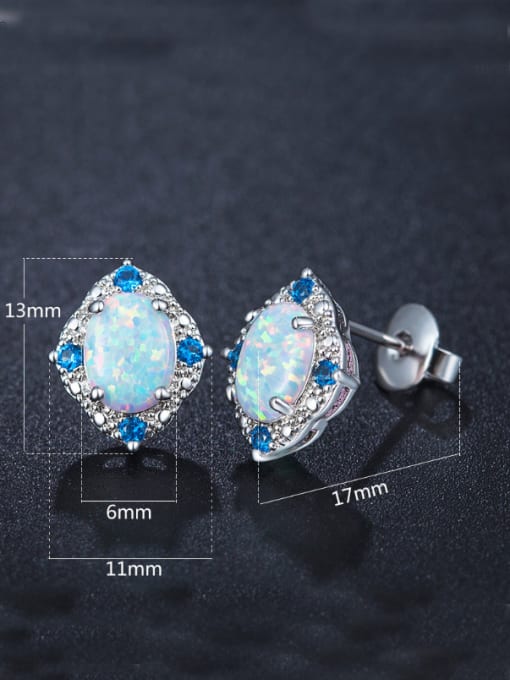 UNIENO Opal Stone Zircon stud Earring 2
