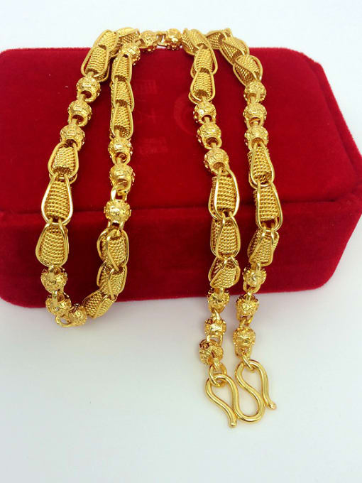 Golden Men Delicate Hollow Beads Necklace