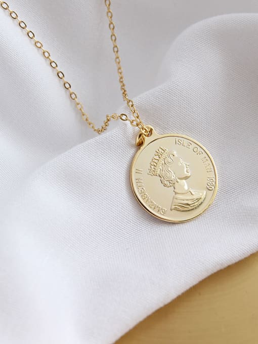 DAKA Sterling Silver Elizabeth coin gilded Pendant Necklace 0