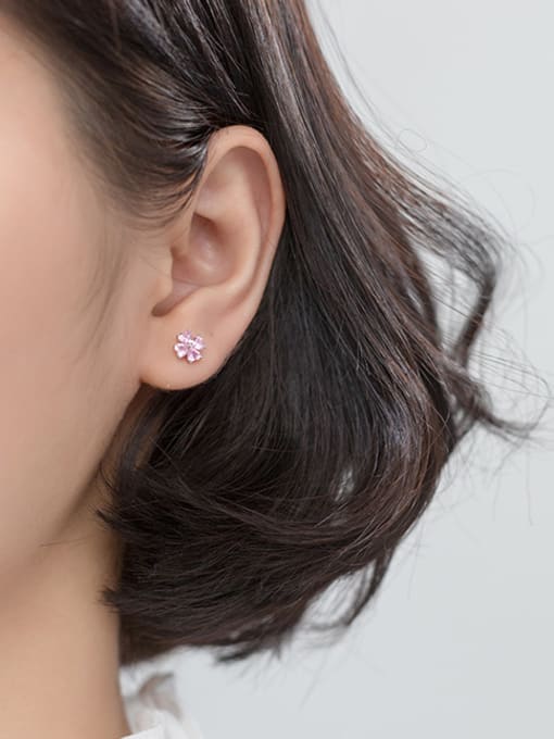 Rosh 925 Sterling Silver With Cubic Zirconia Cute Flower Stud Earrings 1