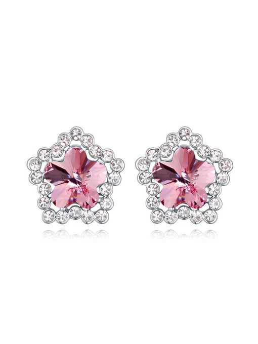 pink Fashion Shiny austrian Crystals-studded Star Alloy Stud Earrings