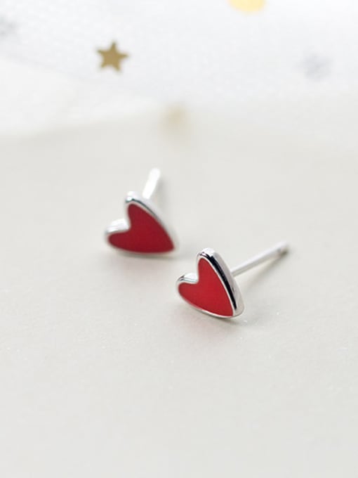 Rosh S925 silver red heart-shaped stud Earring 2