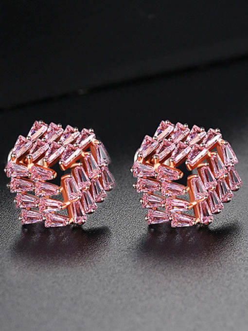 rose copper With Cubic Zirconia Personality Geometric Stud Earrings