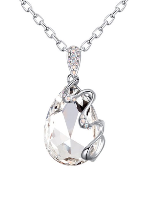 White Simple Water Drop austrian Crystal Alloy Necklace