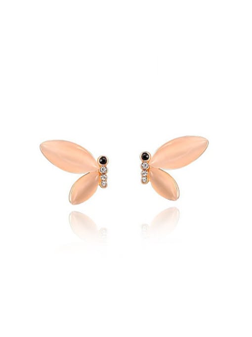 rose gold Natural Style Bowknot Shaped Opal Stud Earrings