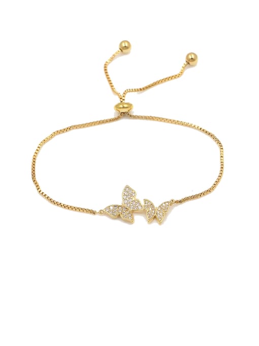 Champagne gold Copper With Cubic Zirconia Simplistic Butterfly Bracelets
