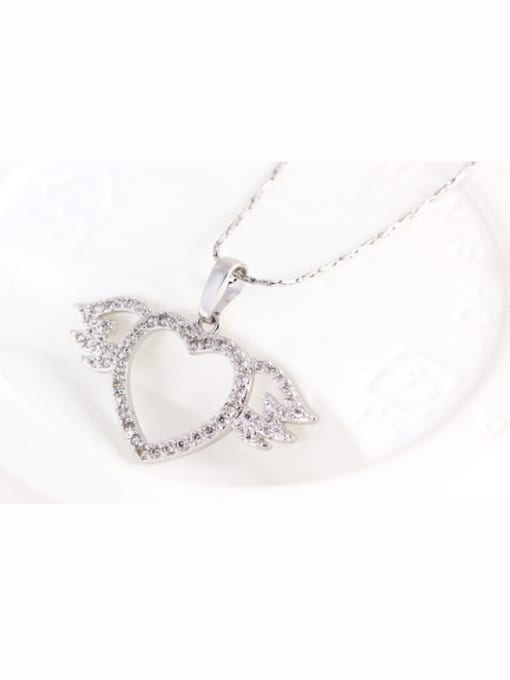 Qing Xing Love Heart Pendant, Studded With High Quality Zircon, Platinum Plated Color, Anti allergy 1