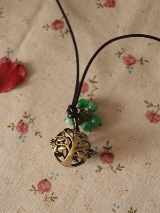 Green Retro Green Beads Tree Necklace